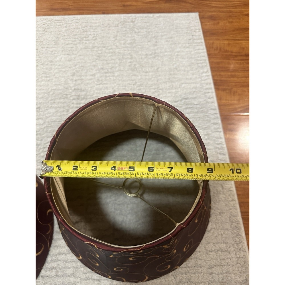 allen + roth 10" x 14" Red and Gold Fabric Embroidered Bell Lamp Shades Set 2 - Picture 5 of 8